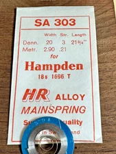 HR  SA303 Hampden 18s pocketwatch Alloy Mainspring - 1696 T watchmaker part