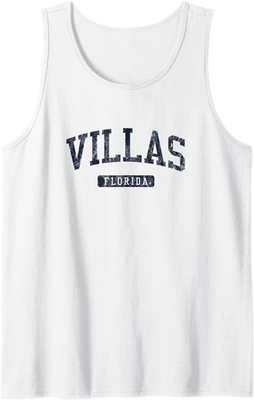#ad Villas FL JN3 Vintage Athletic Blue Design Tank Top $34.99