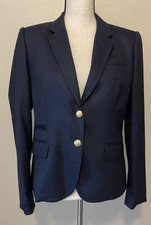 J Crew Women s Black Two Button Blazer, Gold Buttons, Wool Blend, Lined, Size 8