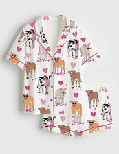 Highland Cow Valentine Short Pajama Set - 3D All Over Print
