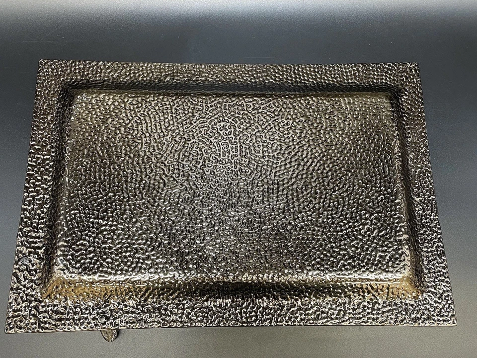 Bandeja de vidrio grande Michael Aram Black Orchid niquelada bandeja para servir Foto 2 de 4