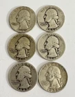 Lot of 6 Silver Washington Quarters 90% Silver Circulated US Coins 1939-1958
