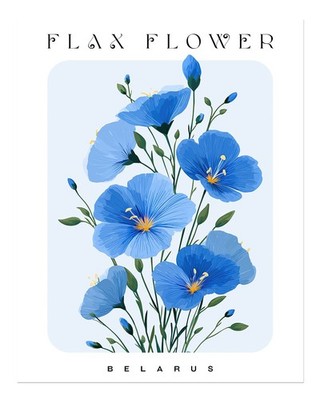 Elegant Blue Flax Flower Wall Art Poster for Home Decor Fine Art Print