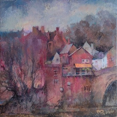 Durham Original Ölgemälde Landschaft 36x36cm signiert ungerahmt 
