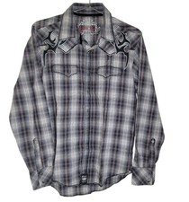 Rock 47 by Wrangler Men  s Western Small Shirt Tribal Embroidery Pearl Snaps