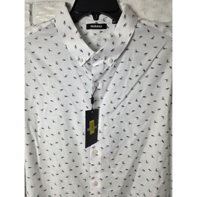 MURANO Men's size 2XT Tall long sleeve Button up Dinosaur print Cotton NWT