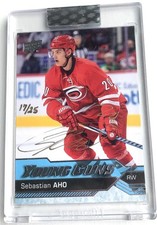 2019/20 Upper Deck Buybacks Sebastian Aho Young Guns Rookie Gold Auto /25 SSP RC