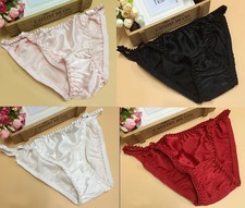 4PCS Womens 100 Silk Bikini Panties Brief Knicker Silk Lingerie Underwear XS M