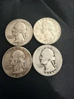 Lot Of 4 Washington Quarters Silver Coins $ 1.00 US Coin  1934 1953 1956  1964