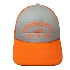Springhill Est. 1969 Snapback Trucker Hat Orange One Size Adjustable Mesh Back