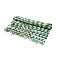 Decorative Small Rag Rug - 50x90cm - premium quality- Natural Greens