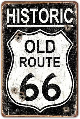 Vintage Metal Tin Signs Garage 8 X 12 Sign - Historic Old Route 66 Car Sign Old 