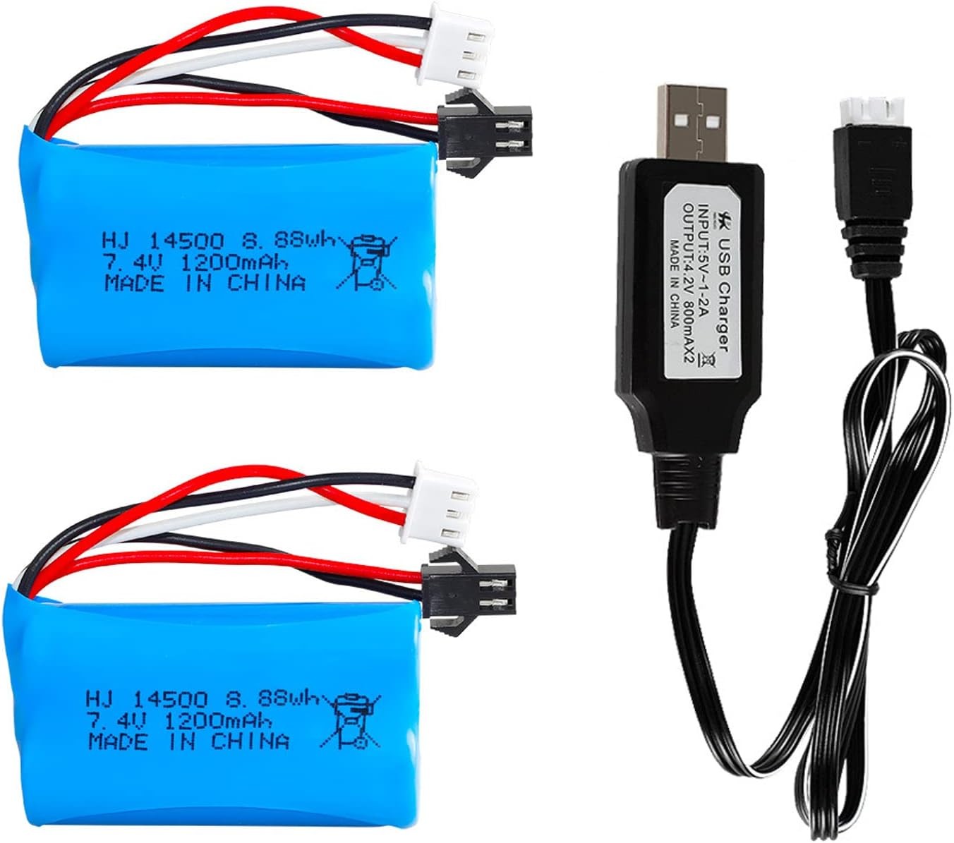 2Pcs 7.4V 1200mah 15C SM2P Plug Li-ion Battery for H101 H103 H105 Remote Control