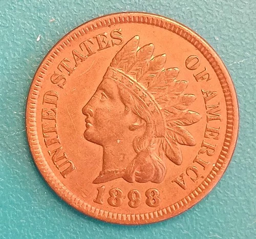 1898 Indian Head Small Cent Bronze Coin XF Philadelphia Mint KM#90 see pictures