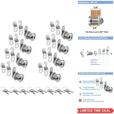 Cabinet Cam Lock 5/8 Inch Keyed Alike 8 Pack Zinc Alloy Chrome for Tool Box
