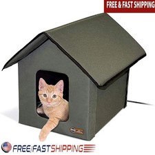 Heated Outdoor Cat House Weather Resistant Insulated Shelter Feral Cats New