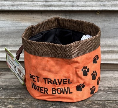 Orange Collapsible Travel Pet Dog Food Water Bowl Heavy Duty Holds 1 Liter