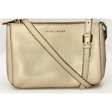 Marc Jacobs New York Commuter Leather Crossbody Shoulder Bag Beige