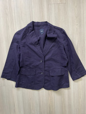 Gap Women's Navy Blue Blazer Jacket Linen Blend Size 10 Preppy Office