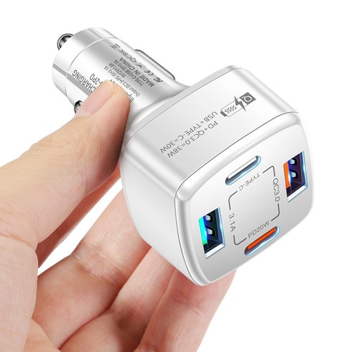 Télévision Universel 4-Port Voiture Chargeur for Téléphone Rapide Pd 20W Type C - Photo 3 sur 9