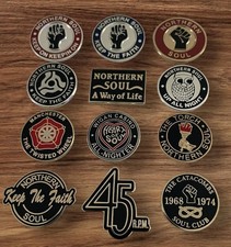 NORTHERN SOUL BADGE - 12 BADGE COLLECTORS SET - TOP QUALITY PIN  BADGES