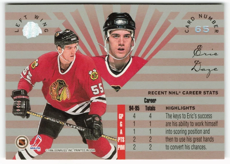 1995-96 Eric Daze Leaf Limited - Chicago Blackhawks - Image 2 of 2