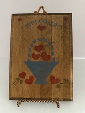 VTG Wooden Wall Hanging Plaque Rustic Country Wood Welcome Sign