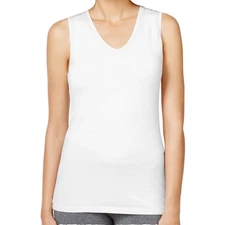 CUDDL DUDS White Softwear SofTech Lace Edge V-Neck Tank Top Warm Layers M
