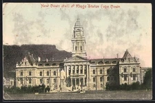 CPA Cape Town, New Town Hall and Kings Statue 1906 