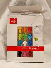 Colorful GLASS MARKERS Vacu Vin PARTY PEOPLE Wine Glass Sneaky Suction Cups IDs