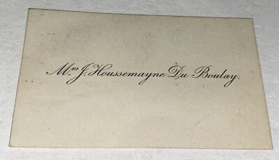 Rare Antique Vintage Mrs. J. Houssemayne Du Boulay European Calling Card! UK