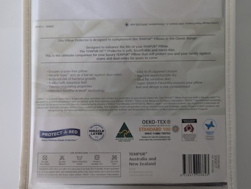 Geniune TEMPUR Fit Pillow Case Protector for CLASSIC Tempur Sleep 74cm Cover $99 - Picture 6 of 6