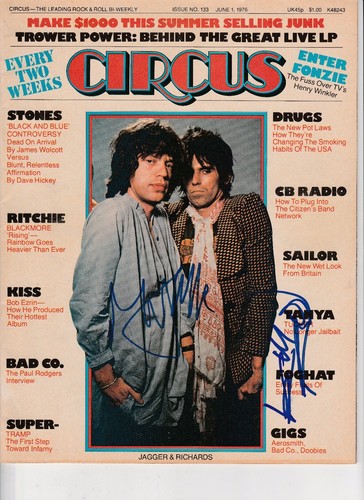 RARE MICK JAGGER KEITH RICHARDS DUAL SIGNED CIRCUS MAG ROLLING STONES PROOF JSA - Picture 1 of 4
