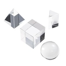 4-Pack Crystal Photography Prism Set 50mm Ball Cube Prism Pyramid with Cloth