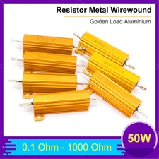 50W Resistor Metal Wirewound Range - Golden Load Aluminium 0.1 Ohm - 1000 Ohm