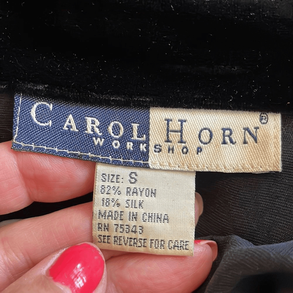 Vtg 90s Carol Horn semi sheer velvet floral dress… - image 9