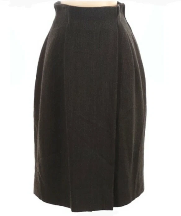 Vtg GIORGIO ARMANI Women's Sz 40 IT / 6 US Knee Length Gray Wool Pencil Skirt