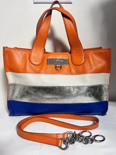 My Flat In London Handbag Eaton Orange Blue White Silver Tote