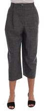 DOLCE & GABBANA Gray Wool Capri Pants Womens Trousers IT46 / US12/ XL RRP $800