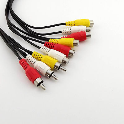 3 RCA Female To 6 RCA Female AV Splitter Adapter – 1ft Composite Audio Video Y-Cable For Connecting Multiple Devices