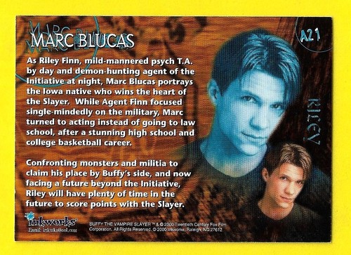 2000 Buffy the Vampire Slayer Season 4 Autograph A21 Marc Blucas as Riley - Picture 2 of 3