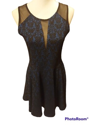 QED London Blue/ Black Dress Size 12 BNWT