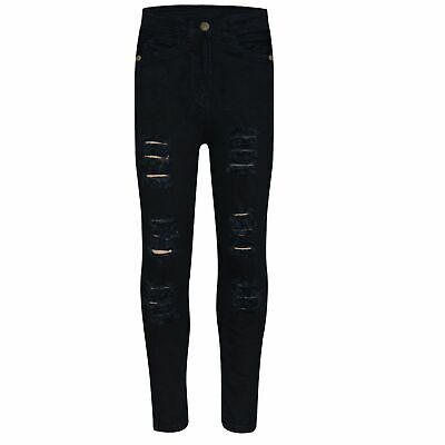 Kids Girls Skinny Jeans Jet Black Denim 