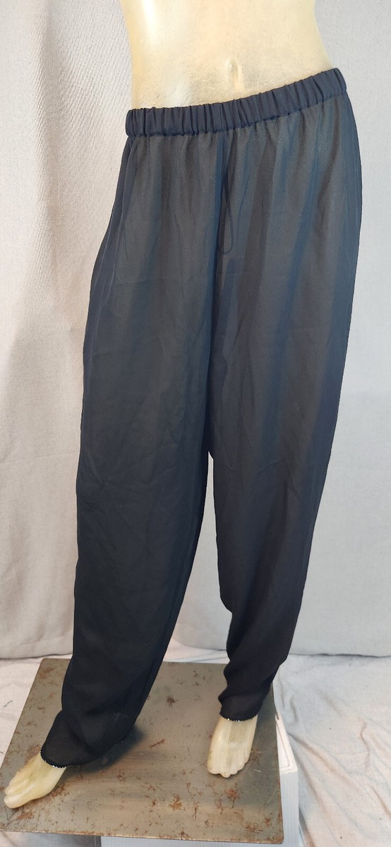 Valerie Stevens Black LARGE Embellished Hem Sheer Pants Slacks Womens USED  | eBay