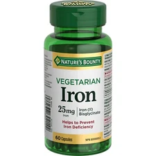 Nature's Bounty Vegetarian Iron Essential Mineral Prevent Deficiency 60 Caps NEW