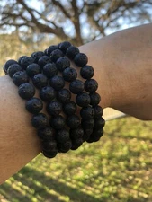 Stretch beaded bracelet Lava Rock Unisex