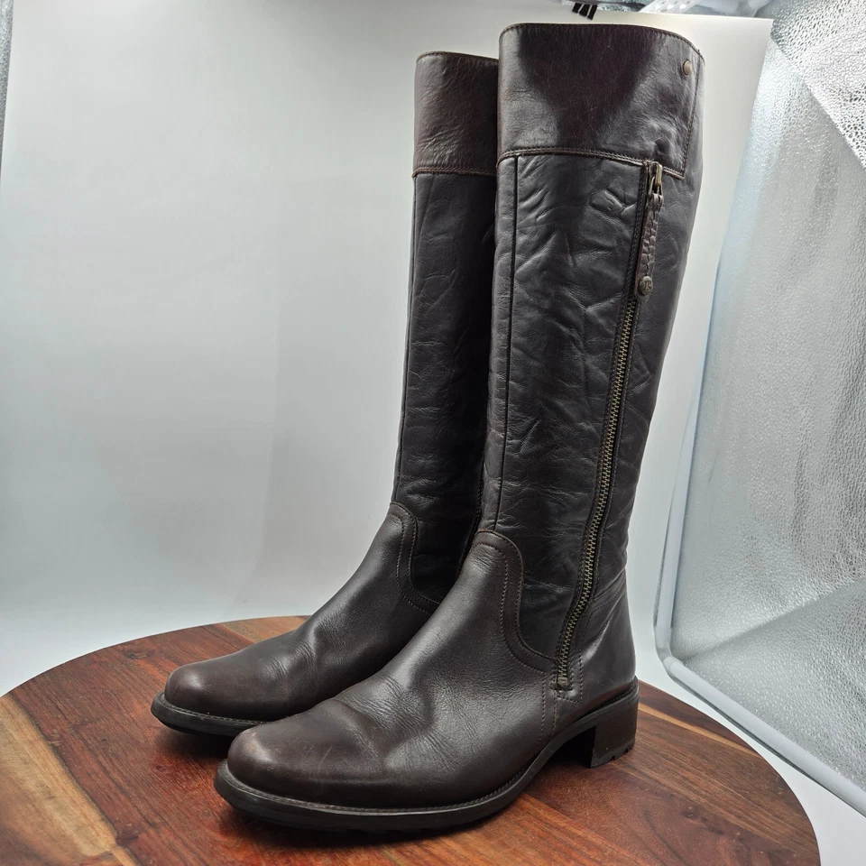 Botas de equitación Paul Green para mujer 4 UK / 6.5 US cuero marrón hasta la rodilla cremallera alta Foto 4 de 4