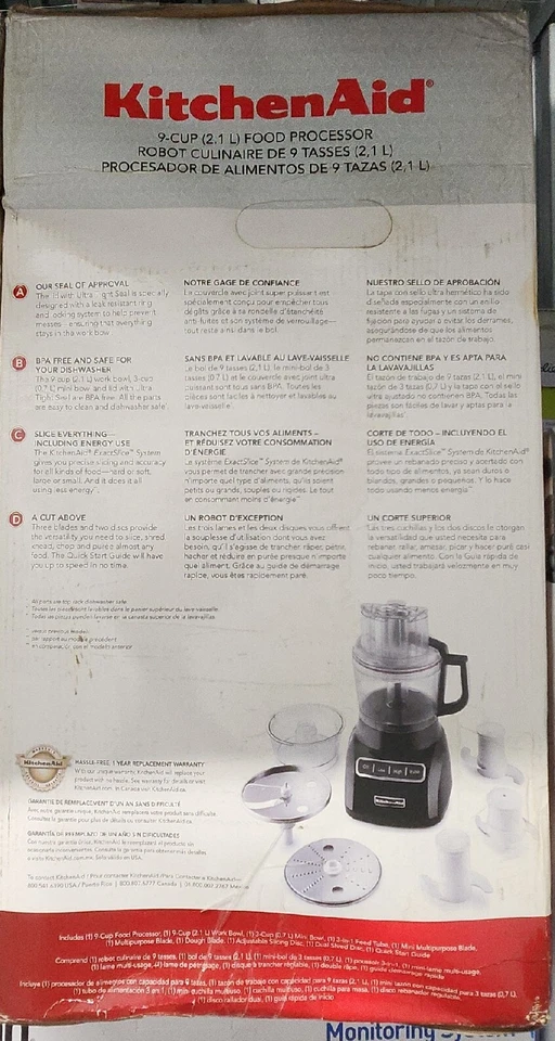 KitchenAid KFP0922WH 9-Cup Food Processor White Blanco - Image 2 of 2