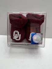 OU Two Feet Ahead Baby Booties. Maroon And White. Soft Booties