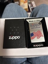 Zippo Made in USA Flag Zippo Logo WindProof Lighter Sreet Chrome RARE 2016